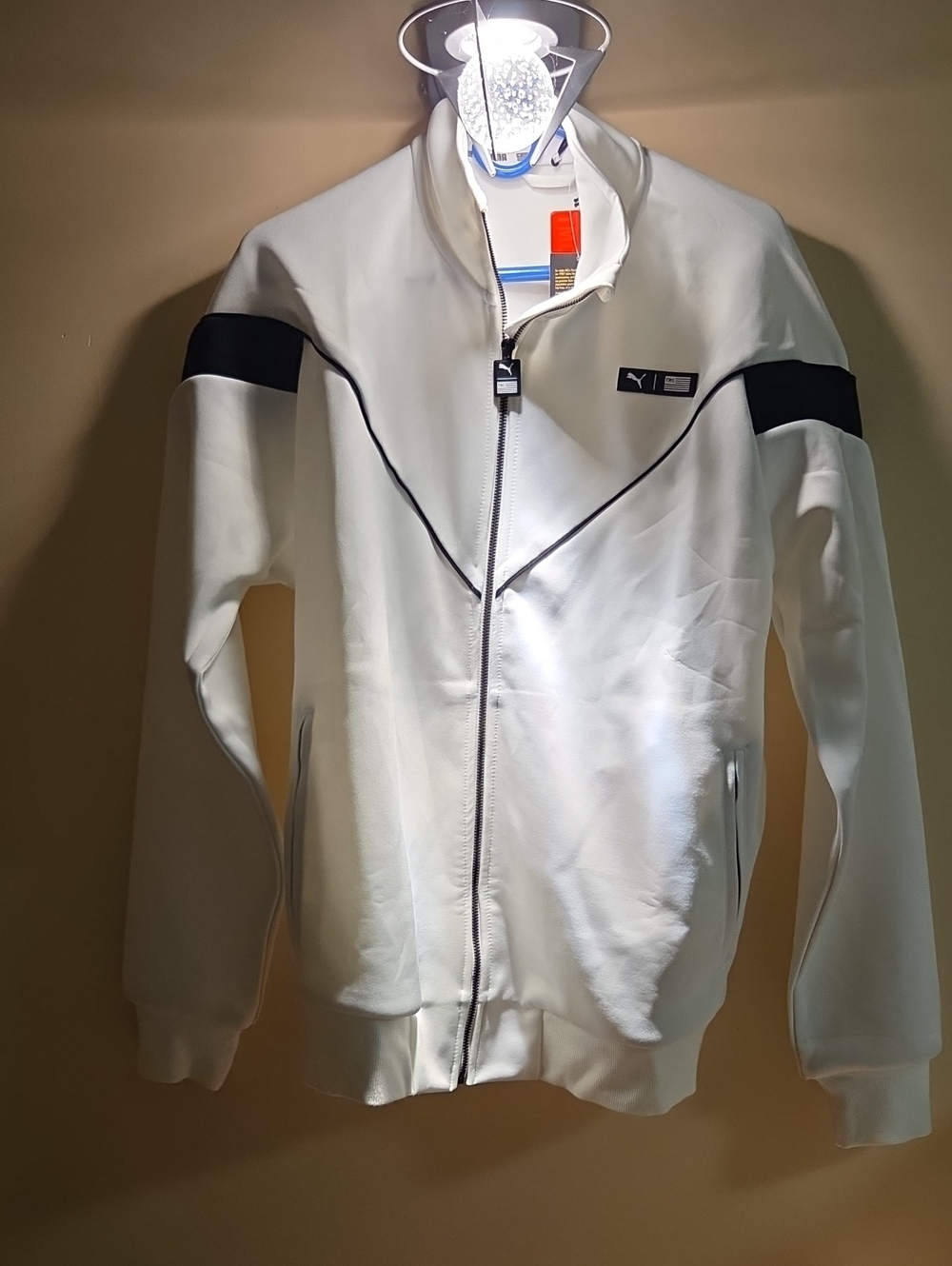 Puma Men’s White Full-Zip Windbreaker with Black Accents